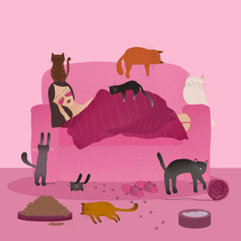 девочка с кошками 