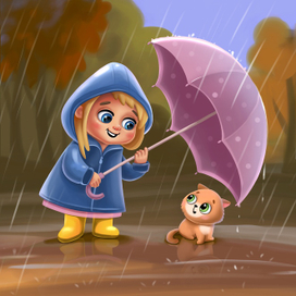 Девочка и котенок