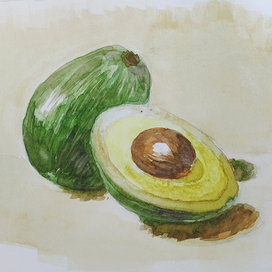 Авакадо акварелью 