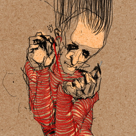 вдевает нить