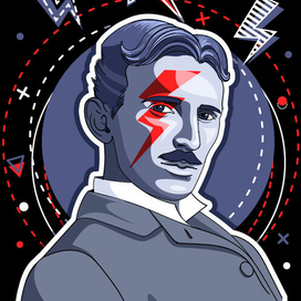 Векторный портрет Никола Тесла 