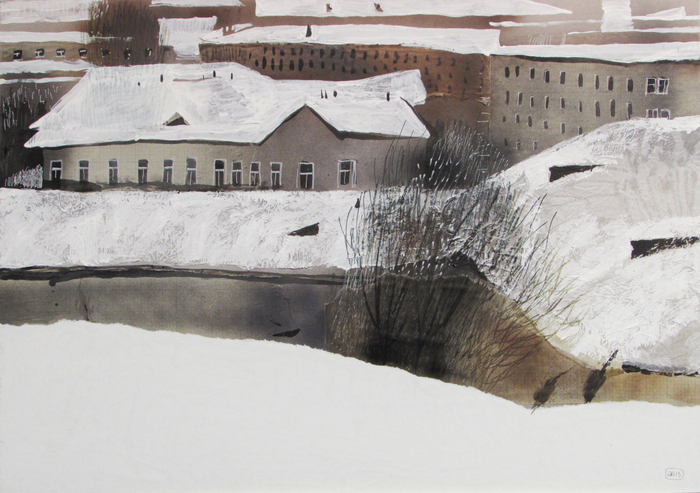 Триптих Оттепель. левая часть. 2013. Б., смеш. техника. 70х100