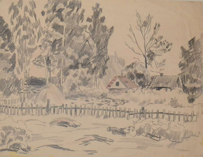 Деревенька,( зарисовка из альбома).