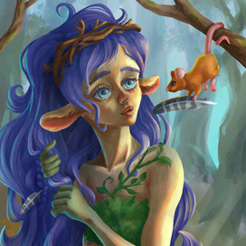 Эльфийка заплетает волосы, иллюстрация к рассказу