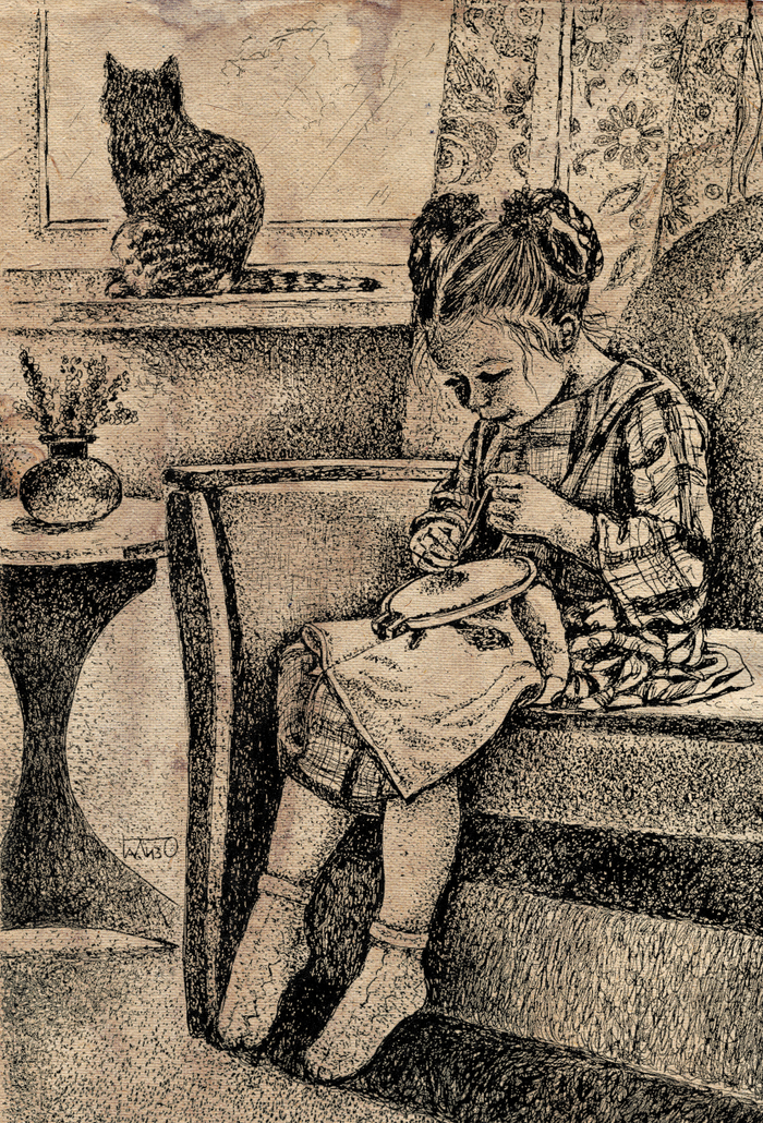 Маленькая вышивальщица