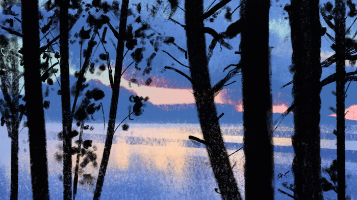 Закат над озером