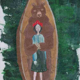 Девочка и медведь в лодке