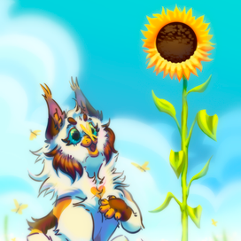 Кошка и подсолнух