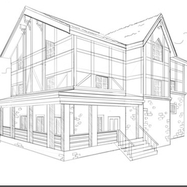 Линейный рисунок дома