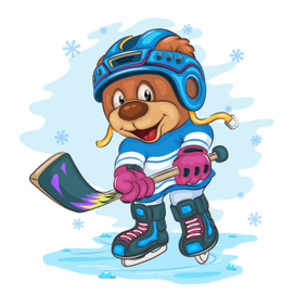 Cartoon Teddy Bear Hockey. T-Shirt, PNG, SVG.