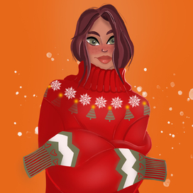 Девушка в новогоднем свитере