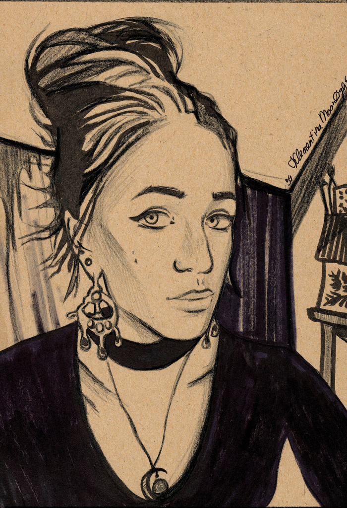 Автопортрет на крафтовой бумаге