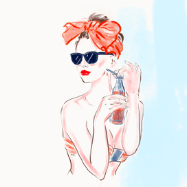 Фэшн иллюстрация в стиле pin up 