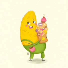 Жадная Кукуруза Персонаж из серии "Весёлые овощи" mashabgd