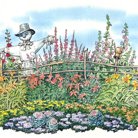 Цветник с пугалом