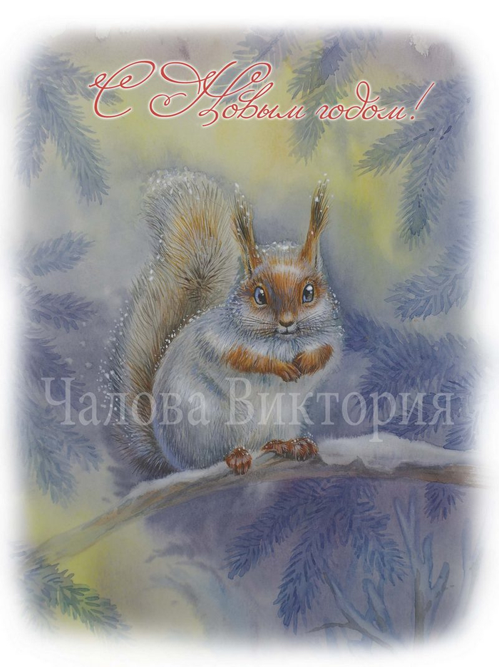 Белочка в снежинках