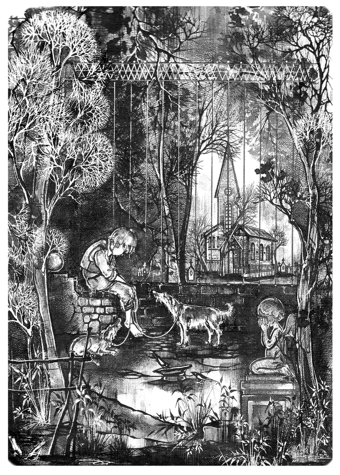 Мальчик с собаками...