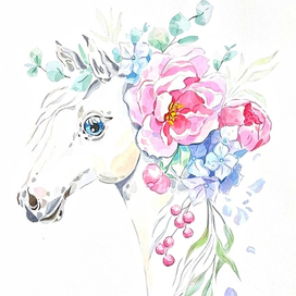 Лошадь Акварель