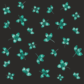 Акварельный клевер на черном фоне