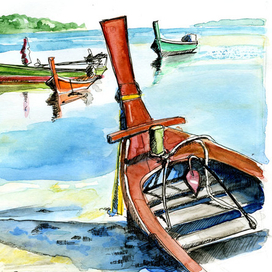 Равай, о. Пхукет. Рыбацкие лодки в отлив