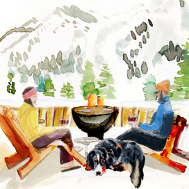 Бернизкая овчарка  и горы