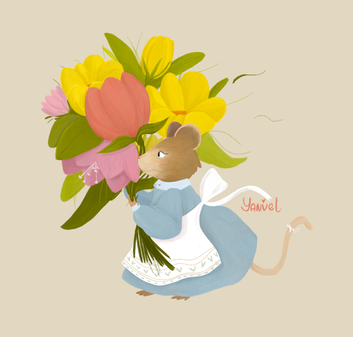 Mouse with flowers