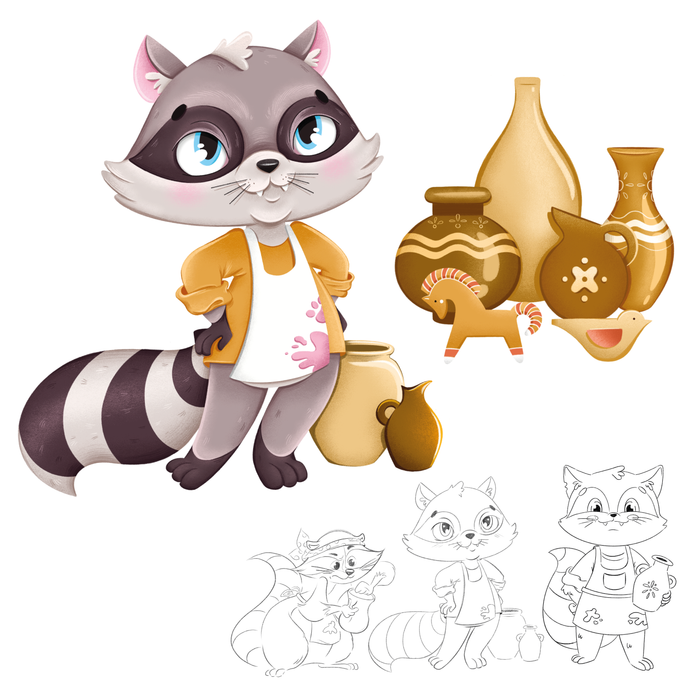 Иллюстрация Енот гончар