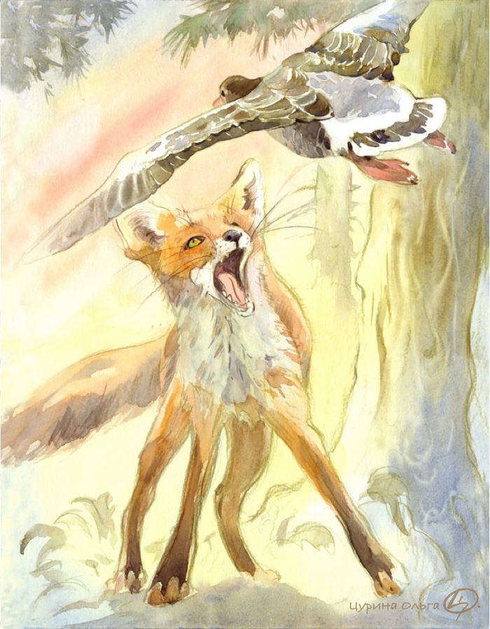 Гуси дразнят лиса Смирре