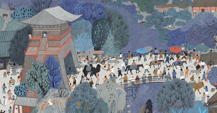 Иллюстрация по мотивам китайской традиционной живописи