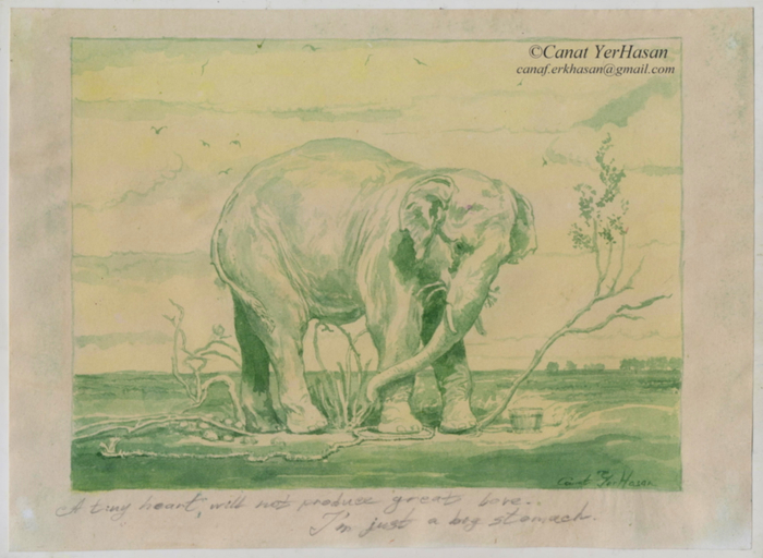 "Я просто большой желудок" Гризайль. 17 х 25 см. 