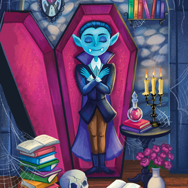 Граф Дракула с книгами