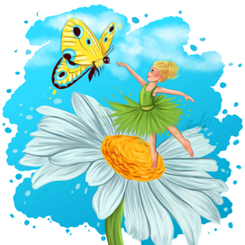 Маленькая девочка с бабочкой