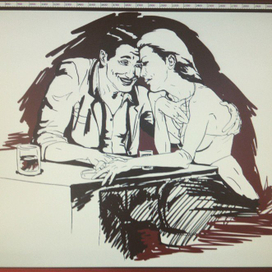 за барной стойкой