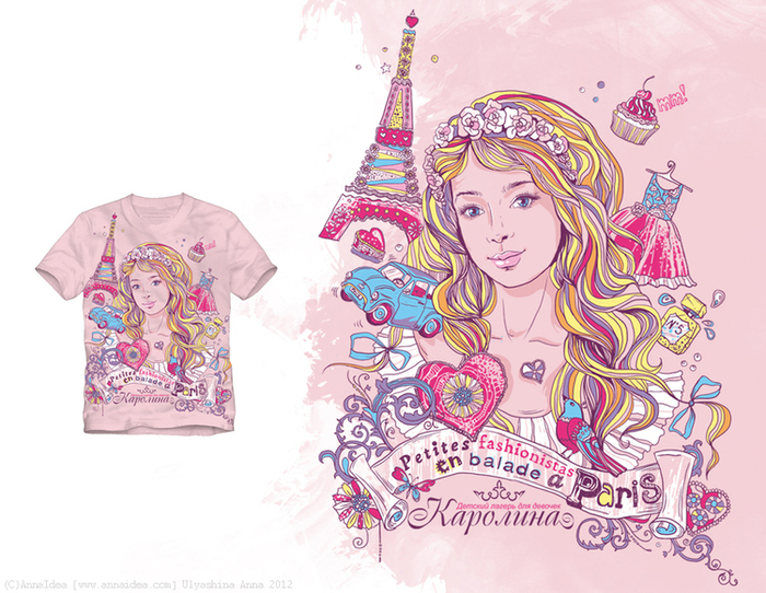 "ПАРИЖ". ДИЗАЙН ПРИНТА НА ФУТБОЛКУ.