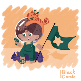 Маленький космонавт с котиком