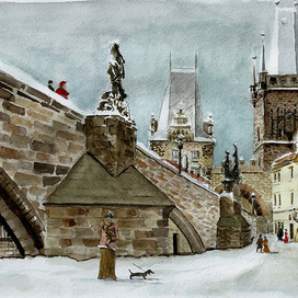 Прага снежным днем