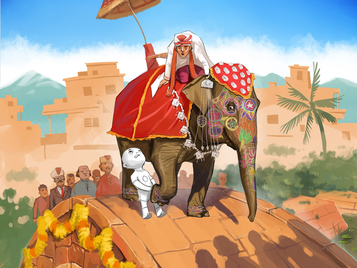 Then he walked under the sad elephant carefully pulled a big splinter out of its foot!