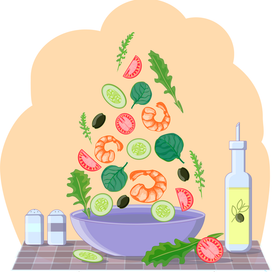 салат с креветками