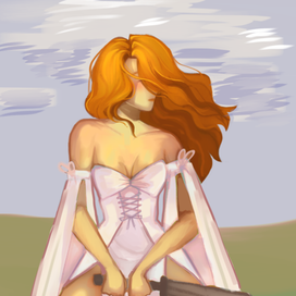 Девушка в платье с мечом 