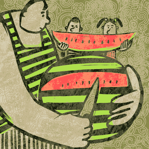 папа и арбуз