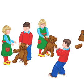 Дети и мишка