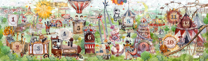 Ретро цирк. Календарь развития ребенка до года.