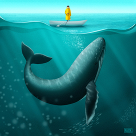 Мистер Жёлтый плащ наблюдает за китами