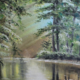 Пейзаж, лес, река