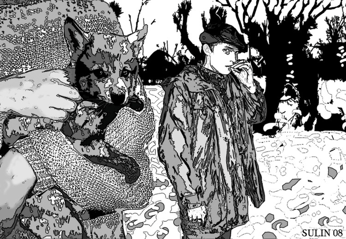 Иллюстрация к сборнику рассказов Г. Рудягина. Смешан. техника.