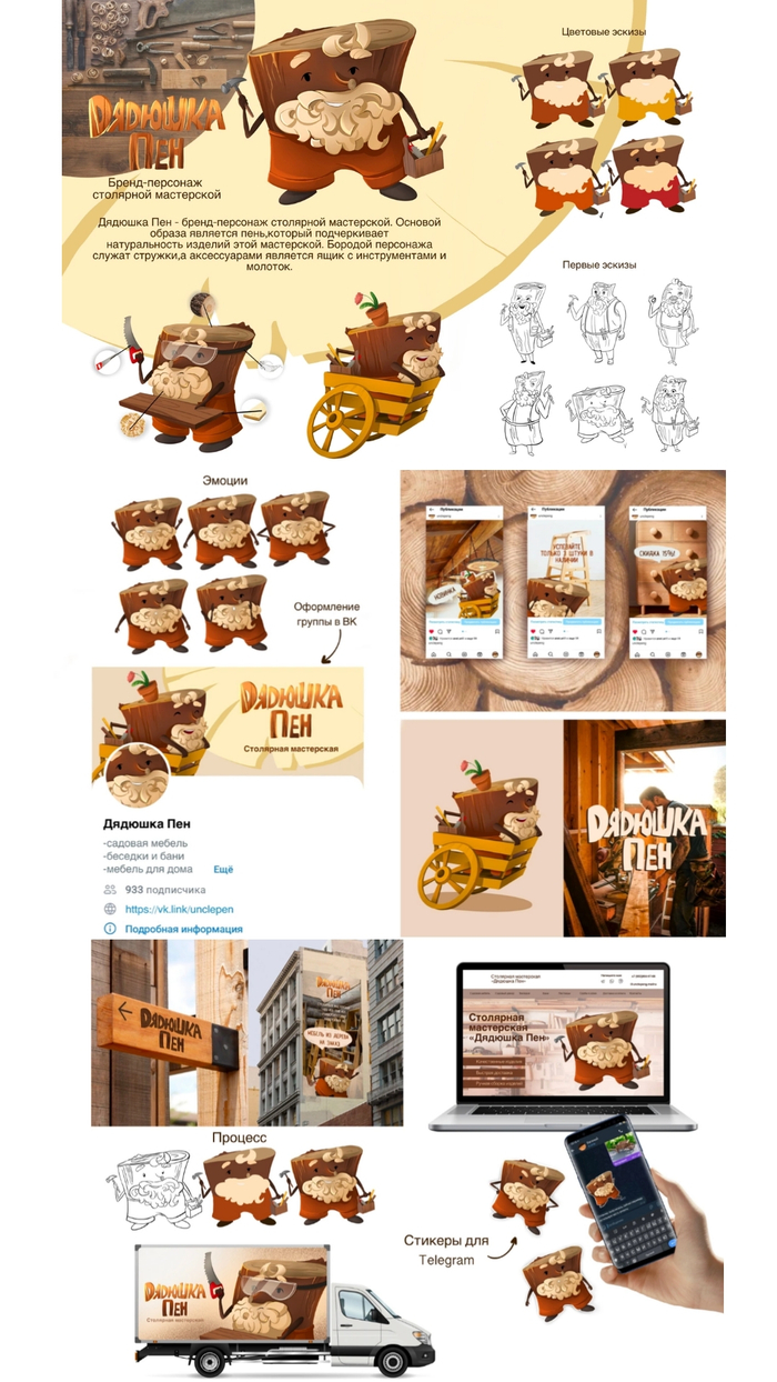 Бренд-персонаж для столярной мастерской 