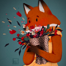 Лисичка с букетом