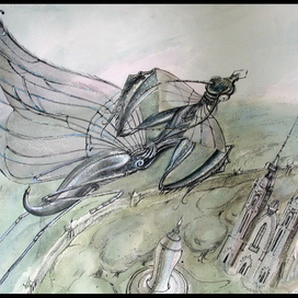 "Полет", эскиз к произведению Лема "Маска"