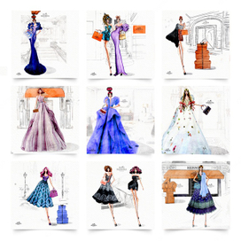 Открытки с Fashion иллюстрацией специально для Hermès 