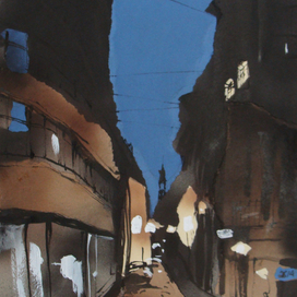 Прибалтийский альбом №2. Лист 17. Б., тушь, акриловый спрей, гуашь. 40х60